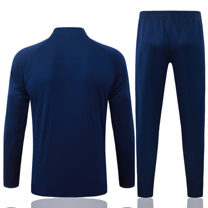 Real Madrid 1/4 Zip Tracksuit Set - Navy/Gold Classic