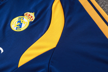 Real Madrid 1/4 Zip Tracksuit Set - Navy/Gold