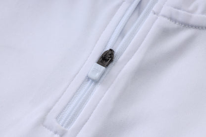 Real Madrid 1/4 Zip Tracksuit Set - White/Black/Grey