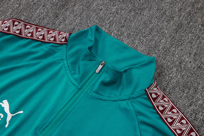 Portugal 1/4 Zip Tracksuit Set - Teal/Maroon
