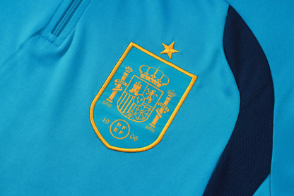 Spain 1/4 Zip Tracksuit Set - Light Blue/Navy