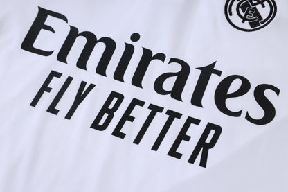 Real Madrid 1/4 Zip Tracksuit Set - White/Black/Grey