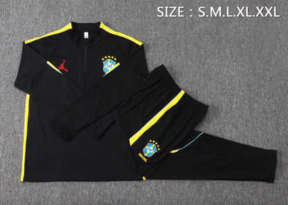 Brazil 1/4 Zip Tracksuit Set - Black/Yellow Jordan
