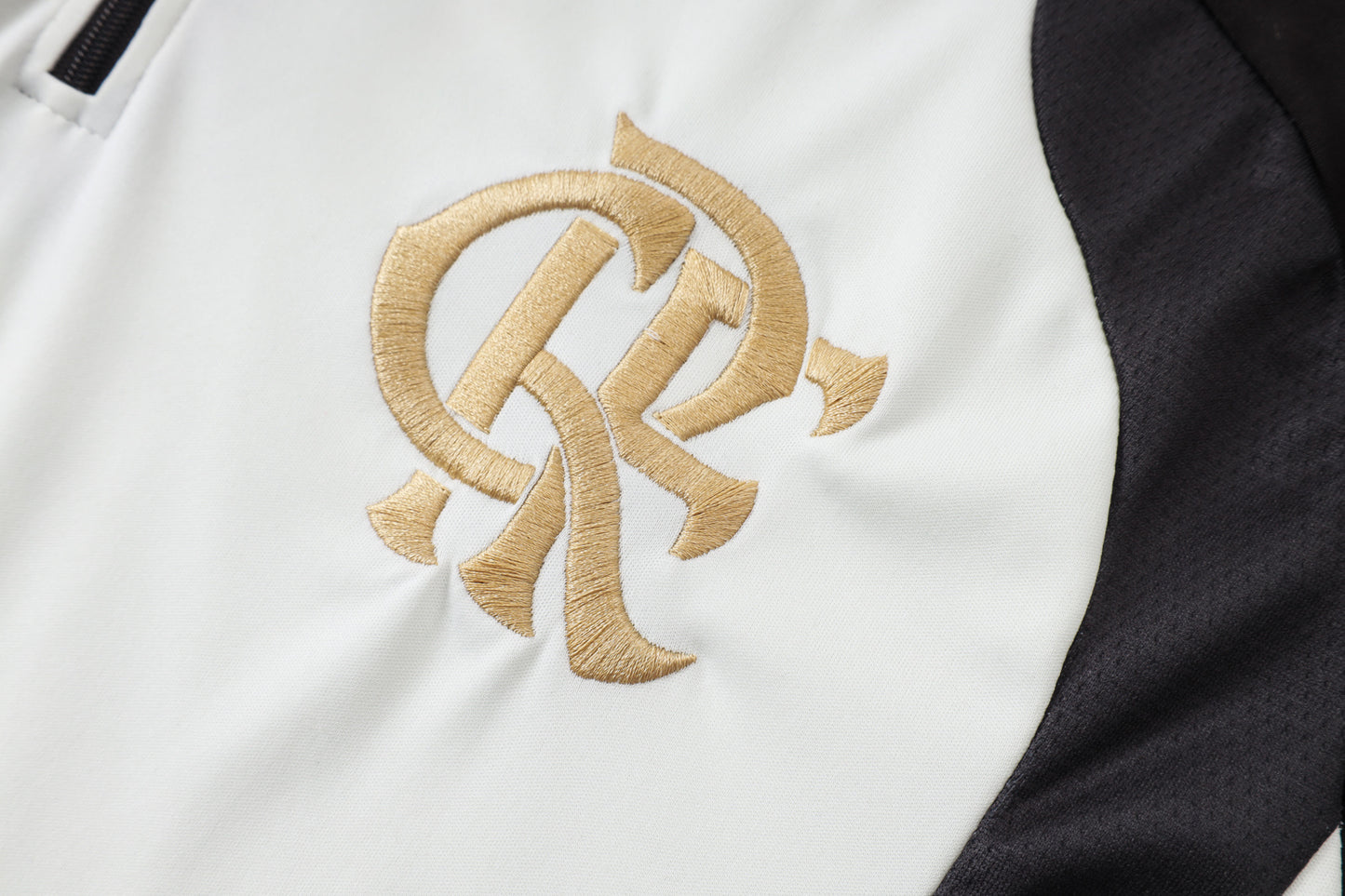 Flamengo 1/4 Zip Tracksuit Set - White/Black/Gold