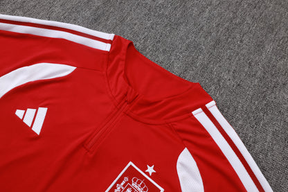 Spain 1/4 Zip Tracksuit Set - Red/Black/Grey