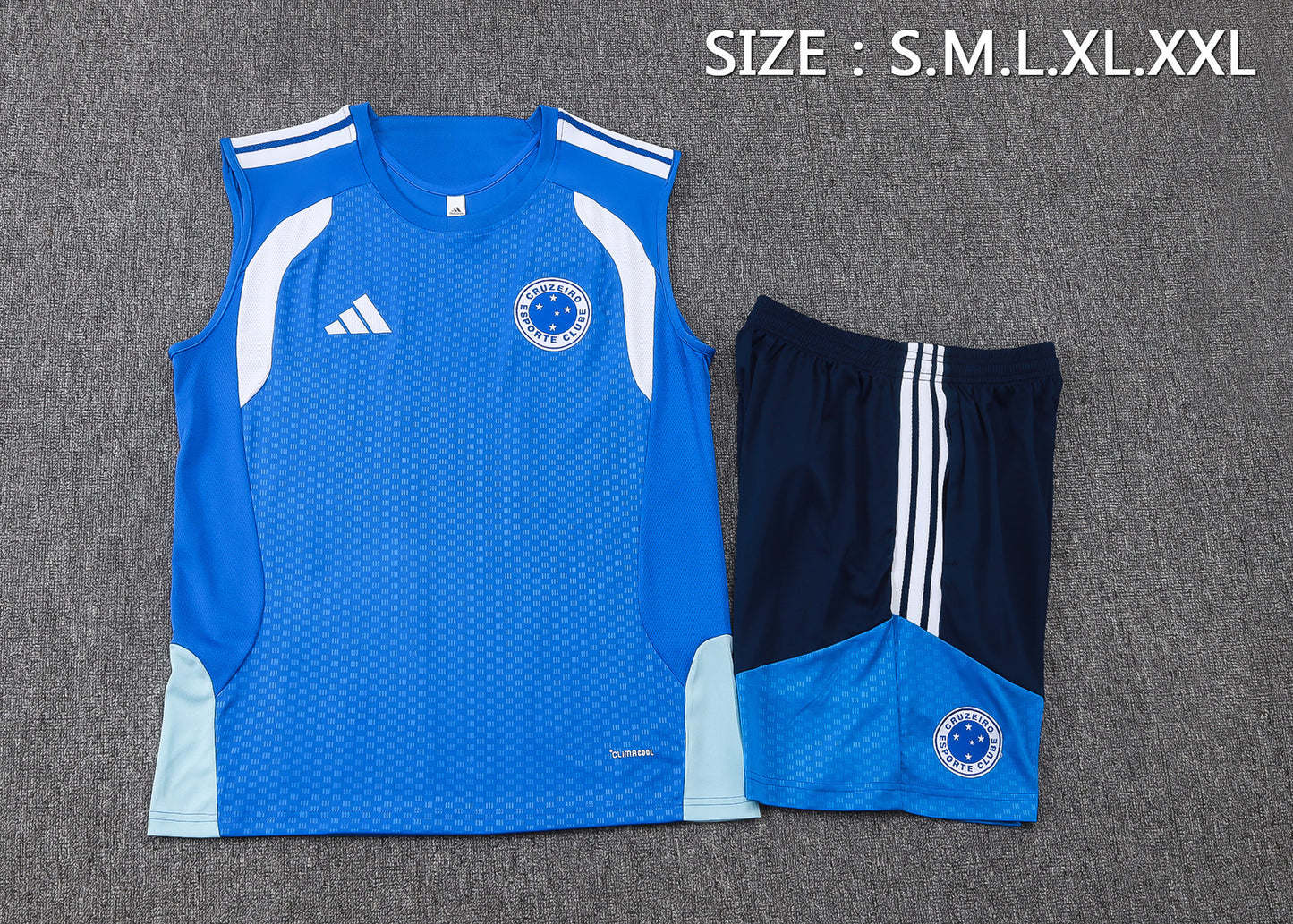 Cruzeiro Sleeveless Training Kit - Blue/Navy
