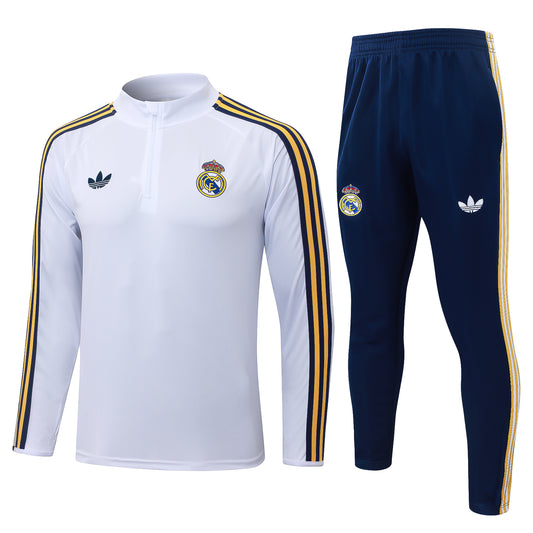 Real Madrid 1/4 Zip Tracksuit Set - Classic Home