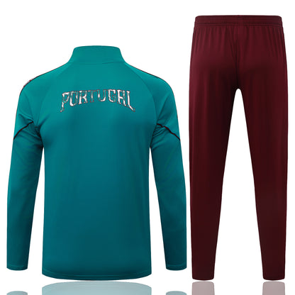 Portugal 1/4 Zip Tracksuit Set - Teal/Maroon