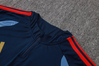 Bayern Munich 1/4 Zip Tracksuit Set - Navy/Steel Blue/Red