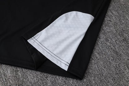 Real Madrid 1/4 Zip Tracksuit Set - Black/White/Grey