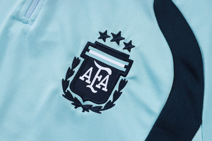 Argentina 1/4 Zip Tracksuit Set - Light Blue/Navy