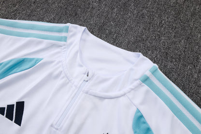 Argentina 1/4 Zip Tracksuit Set - White/Light Blue/Navy