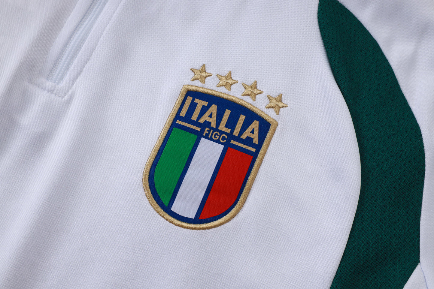 Italy 1/4 Zip Tracksuit Set - White/Green