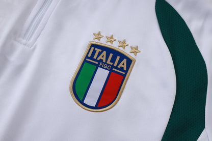 Italy 1/4 Zip Tracksuit Set - White/Green
