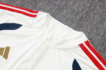 Bayern Munich 1/4 Zip Tracksuit Set - Beige/Navy/Red