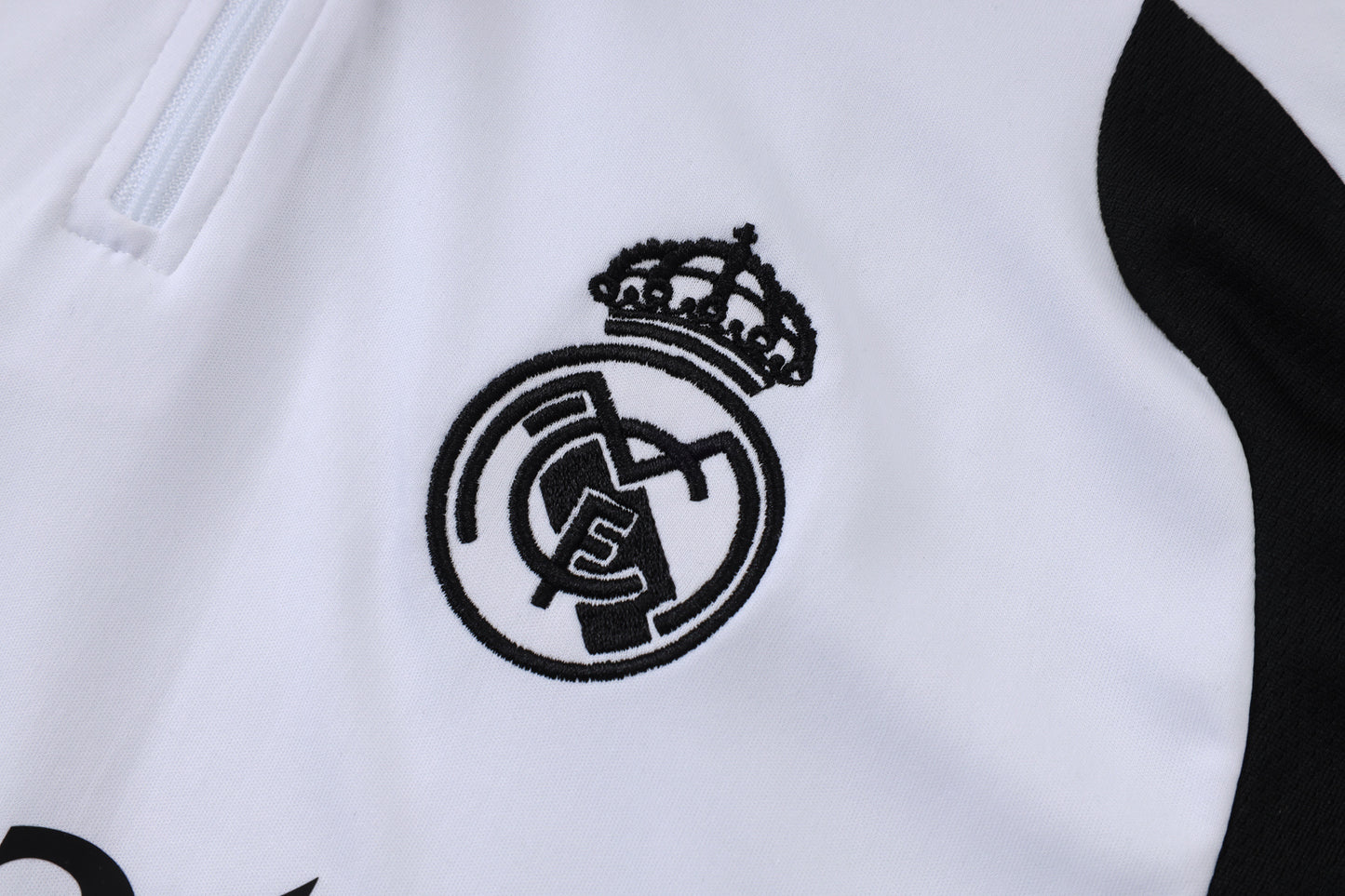 Real Madrid 1/4 Zip Tracksuit Set - White/Black/Grey