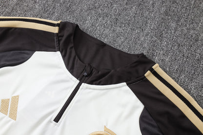Flamengo 1/4 Zip Tracksuit Set - White/Black/Gold
