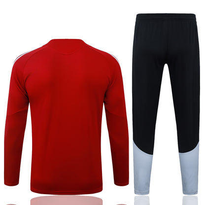 Spain 1/4 Zip Tracksuit Set - Red/Black/Grey