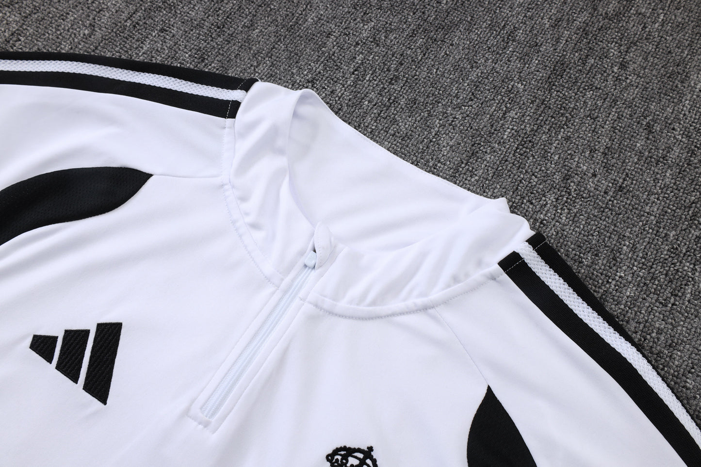 Real Madrid 1/4 Zip Tracksuit Set - White/Black/Grey