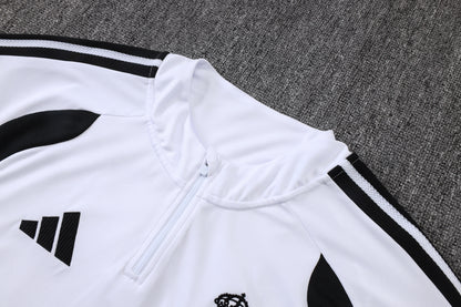 Real Madrid 1/4 Zip Tracksuit Set - White/Black/Grey