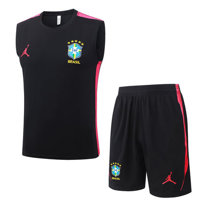 Brazil Sleeveless Training Kit - Black/Red Jordan