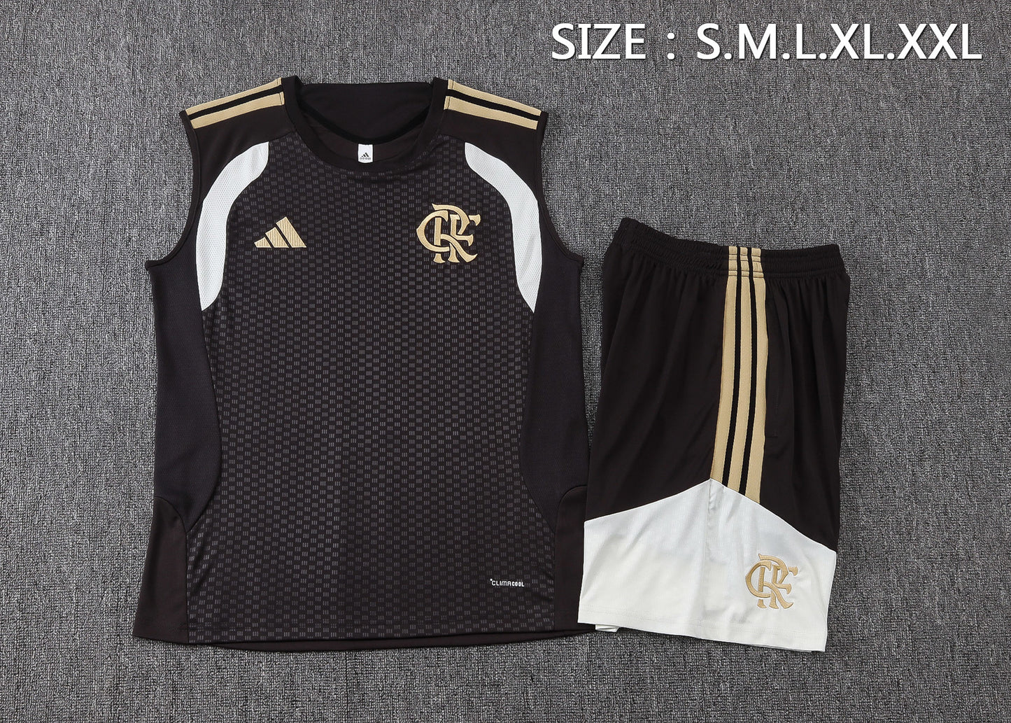 Flamengo Sleeveless Training Kit - Black/White/Gold