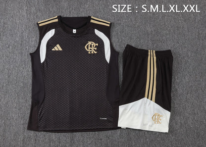 Flamengo Sleeveless Training Kit - Black/White/Gold