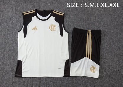 Flamengo Sleeveless Training Kit - White/Black/Gold