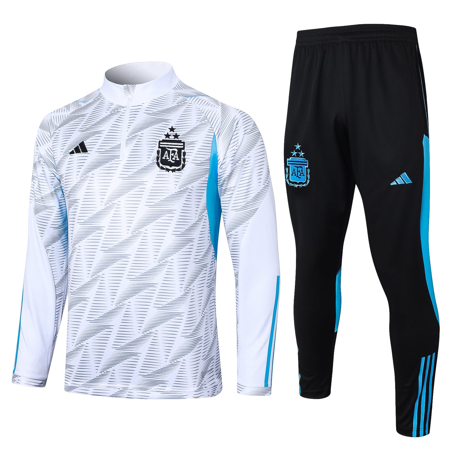 Argentina 1/4 Zip Tracksuit Set White/Electric-Blue/Black