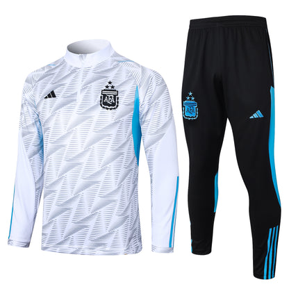 Argentina 1/4 Zip Tracksuit Set White/Electric-Blue/Black