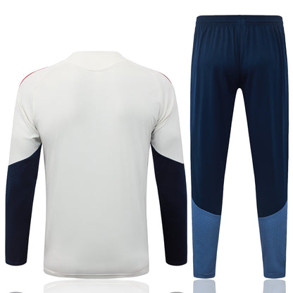 Bayern Munich 1/4 Zip Tracksuit Set - Beige/Navy/Red