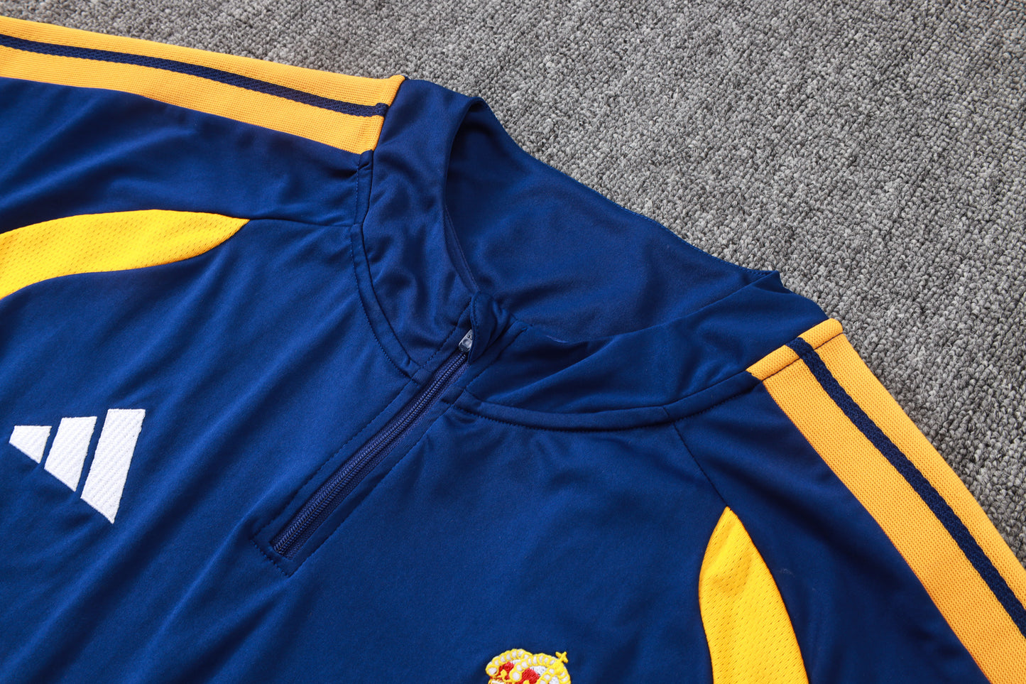 Real Madrid 1/4 Zip Tracksuit Set - Navy/Gold