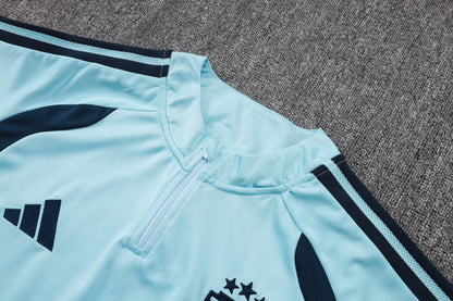 Argentina 1/4 Zip Tracksuit Set - Light Blue/Navy
