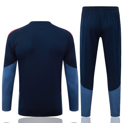 Bayern Munich 1/4 Zip Tracksuit Set - Navy/Steel Blue/Red