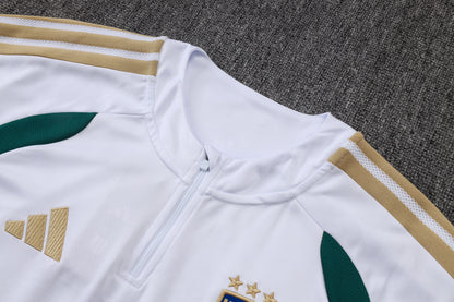 Italy 1/4 Zip Tracksuit Set - White/Green