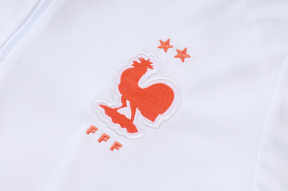 France 1/4 Zip Tracksuit Set - White/Navy