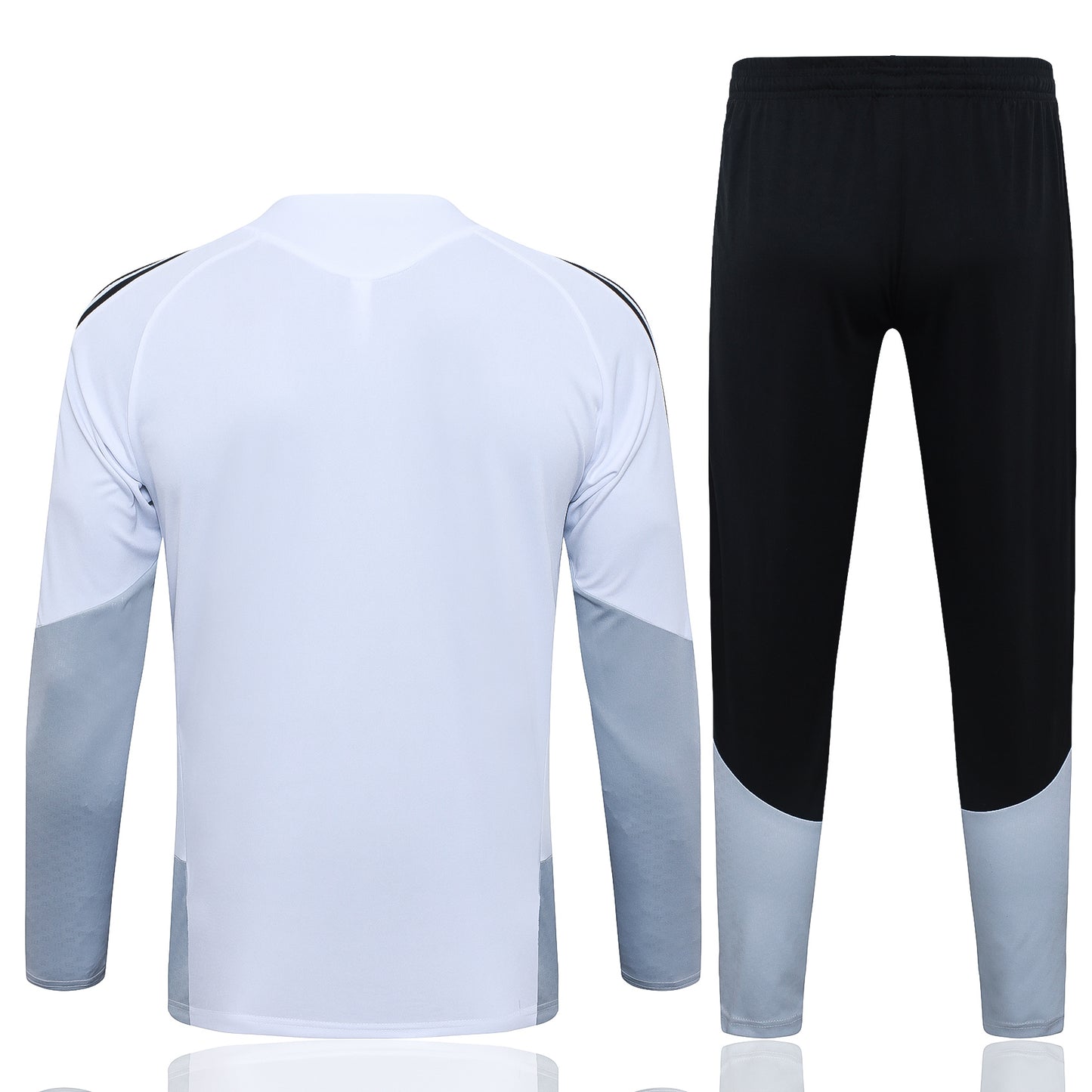 Real Madrid 1/4 Zip Tracksuit Set - White/Black/Grey