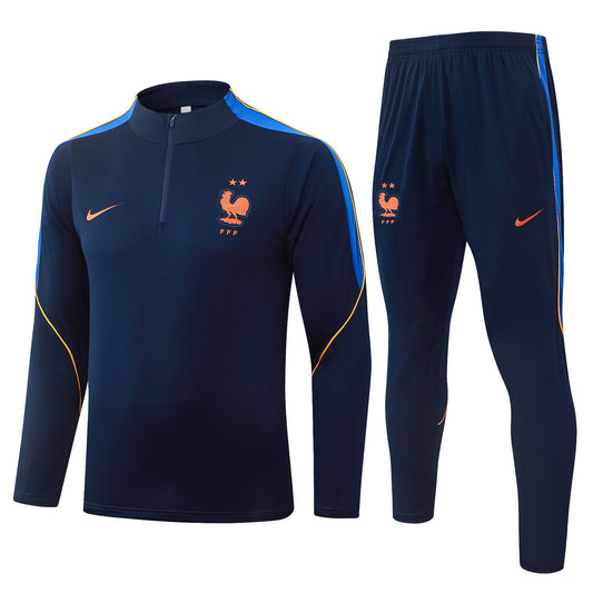 France 1/4 Zip Tracksuit Set - Navy/Blue