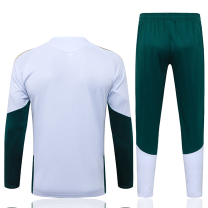 Italy 1/4 Zip Tracksuit Set - White/Green