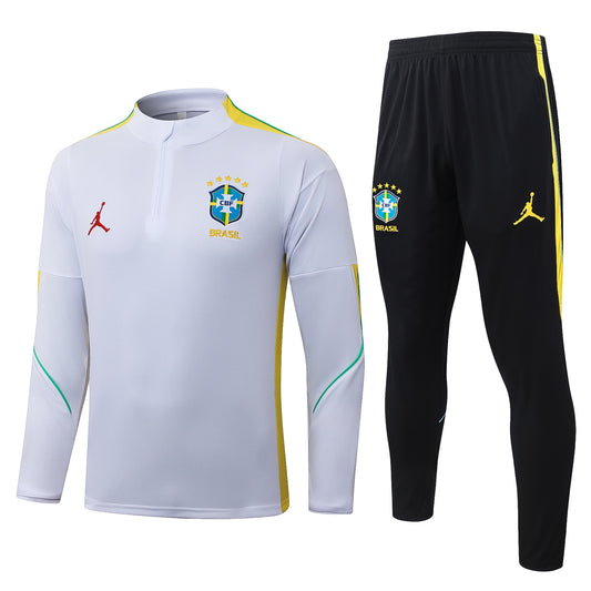 Brazil 1/4 Zip Tracksuit Set - White/Yellow/Black Jordan