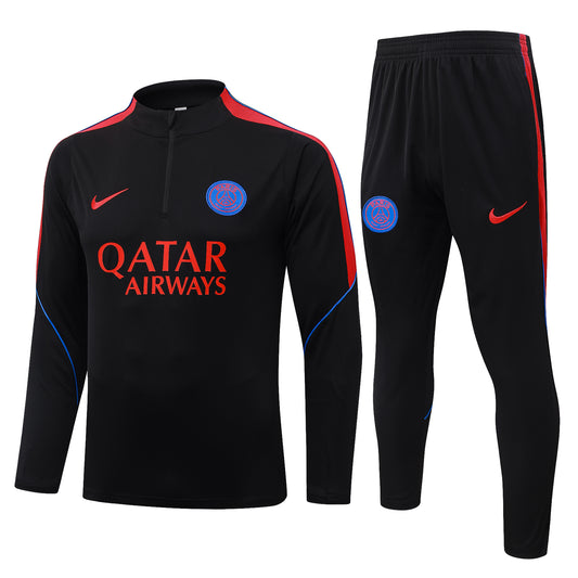 PSG 1/4 Zip Tracksuit Set - Black/Red