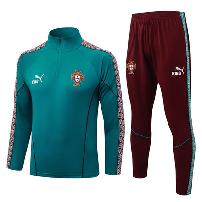 Portugal 1/4 Zip Tracksuit Set - Teal/Maroon