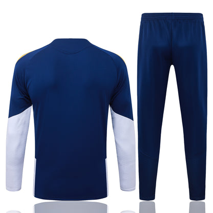 Real Madrid 1/4 Zip Tracksuit Set - Navy/Gold
