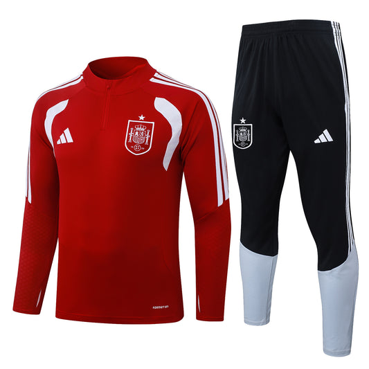 Spain 1/4 Zip Tracksuit Set - Red/Black/Grey