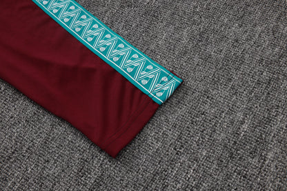 Portugal 1/4 Zip Tracksuit Set - Maroon/Teal