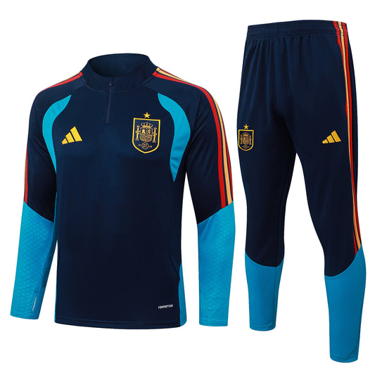 Spain 1/4 Zip Tracksuit Set - Navy/Light Blue