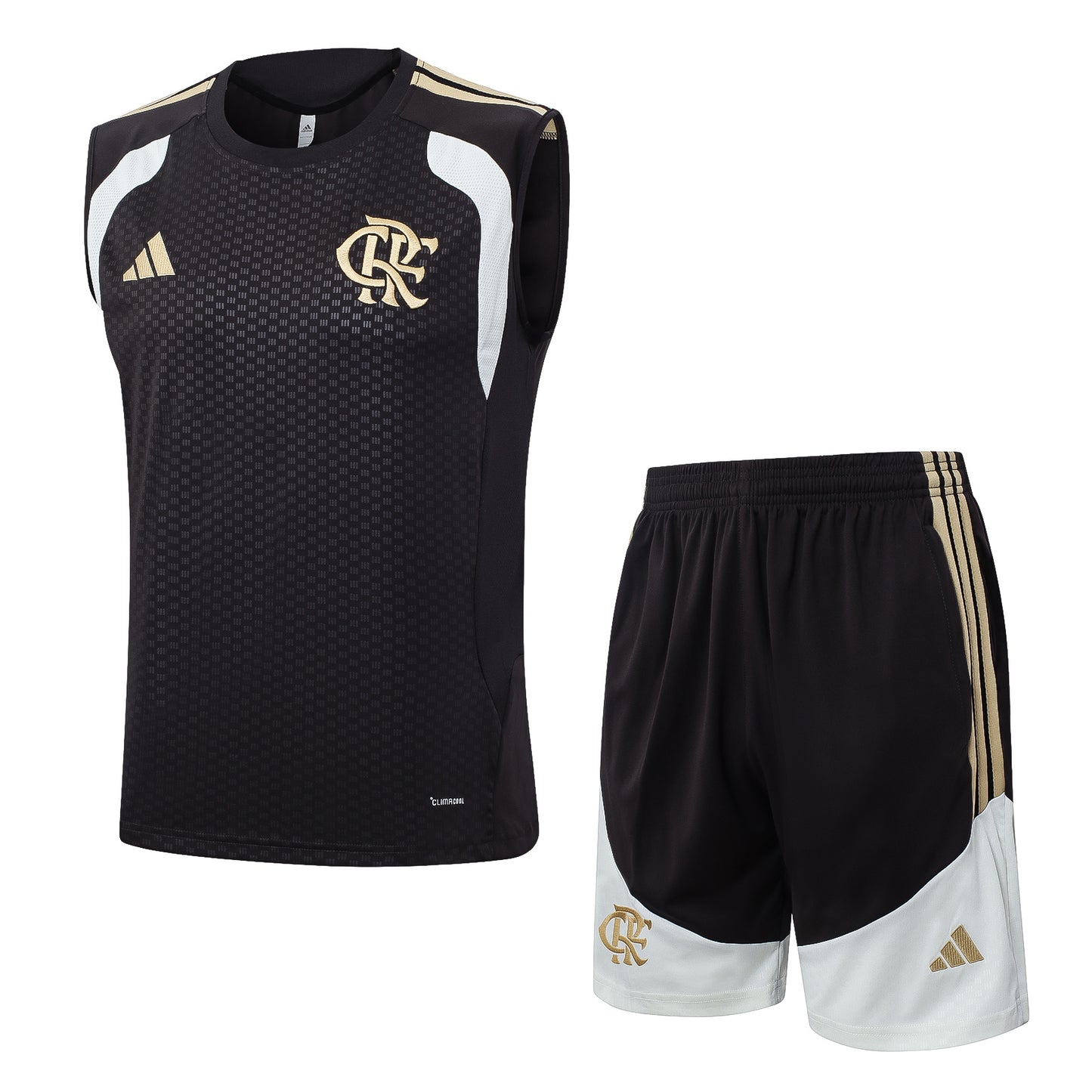 Flamengo Sleeveless Training Kit - Black/White/Gold