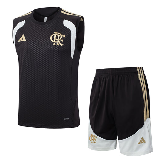 Flamengo Sleeveless Training Kit - Black/White/Gold