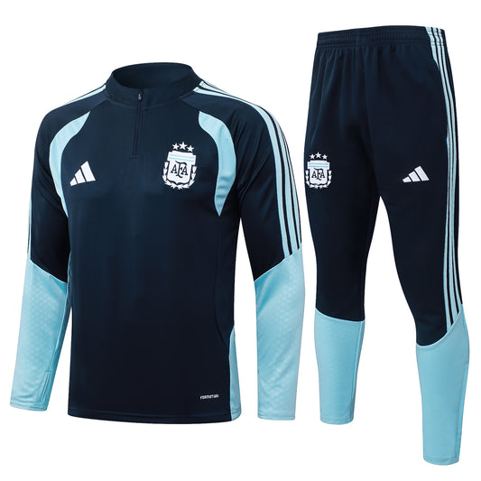 Argentina 1/4 Zip Tracksuit Set - Navy/Light Blue
