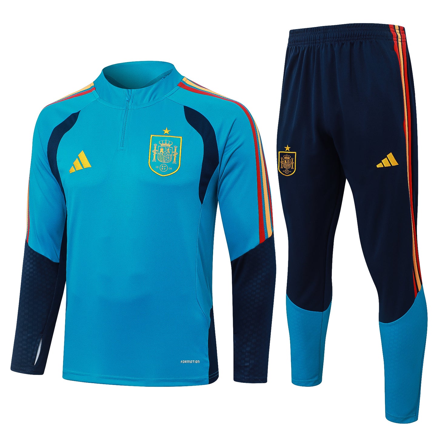 Spain 1/4 Zip Tracksuit Set - Light Blue/Navy